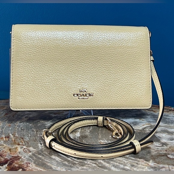 Coach Anna Foldover Crossbody Clutch Wallet Yellow 3037 - Picture 1 of 16
